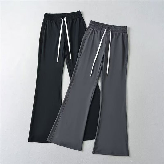 Damen Flared-Hose Elastischer Bund Praktische Taschen Schwarz Eveloria - Eveloria