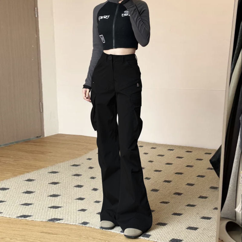 Damen Cargo-Hose Weites Bein Praktische Taschen Eveloria
