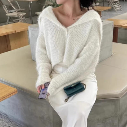 Damen Pullover V-Ausschnitt Kuschelfaser Moderner Schnitt