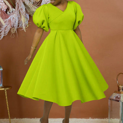 Damen Maxikleid mit Puffärmeln Elegantes Taillieren Eveloria