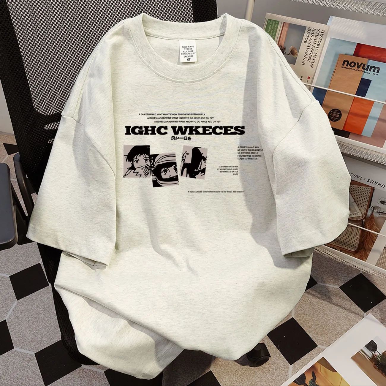 Damen Oversized Grafik T-Shirt Eveloria Weiß - Eveloria