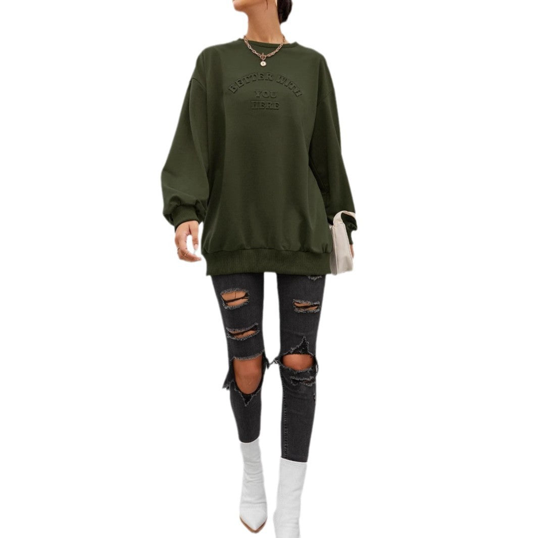 Damen Sweatshirt Lässig mit Schriftzug Eveloria