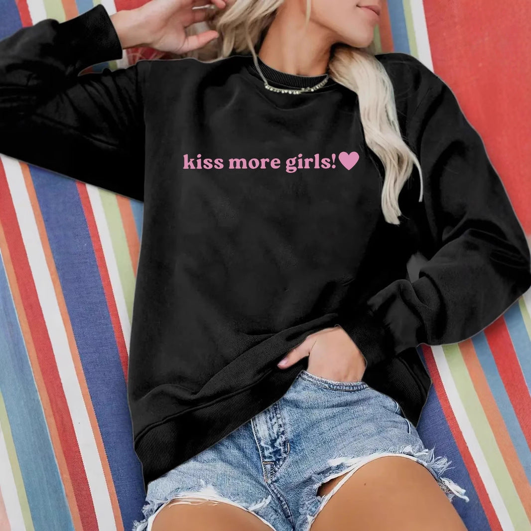 Damen Sweatshirt Lässig Mit Schriftzug Grau
