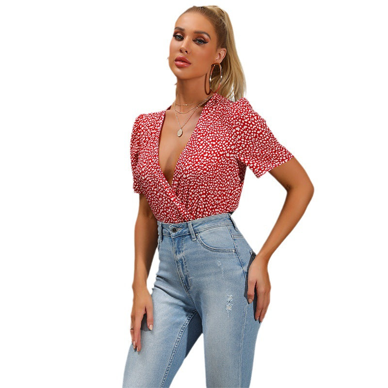 Damen Body mit Rüschendetails und V-Ausschnitt