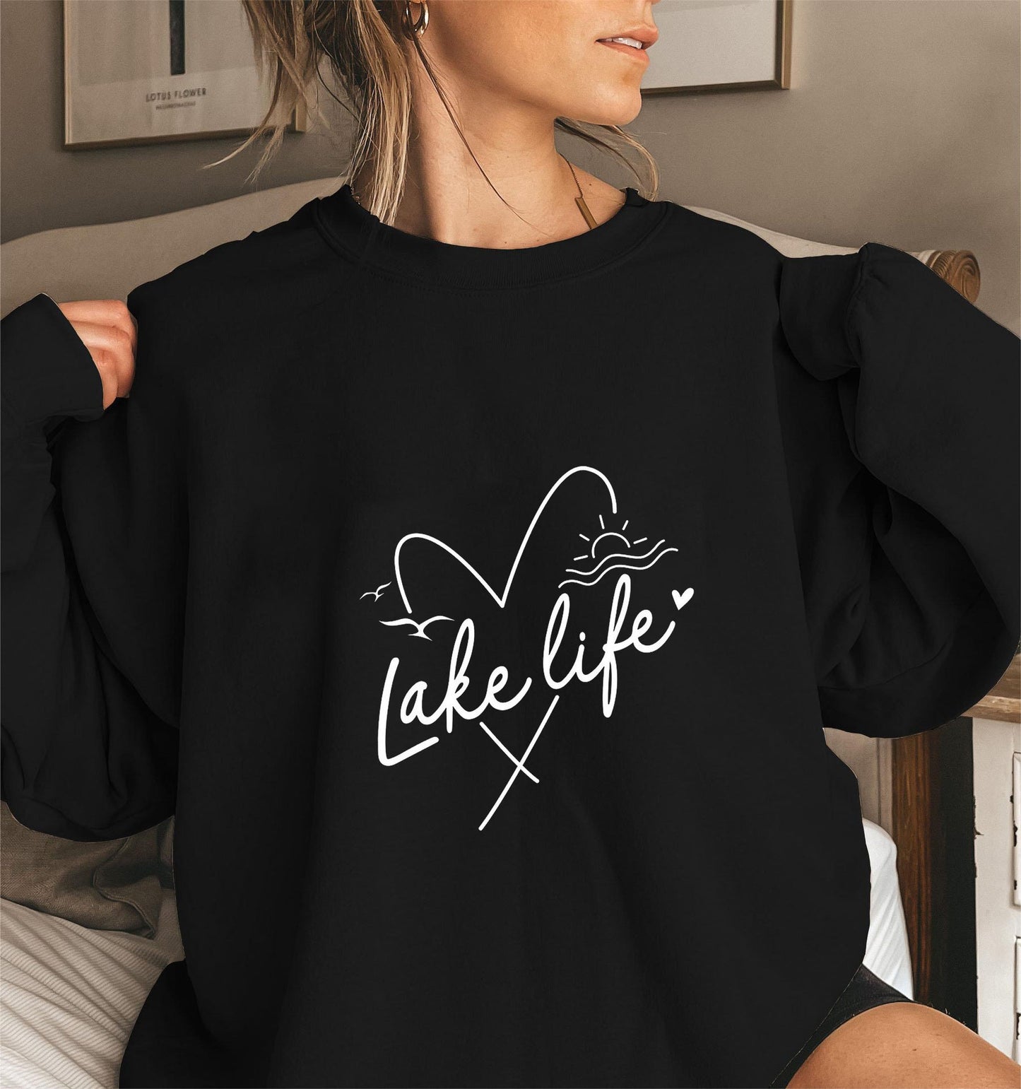 Damen Sweatshirt Kurzarm Herzmotiv Eveloria