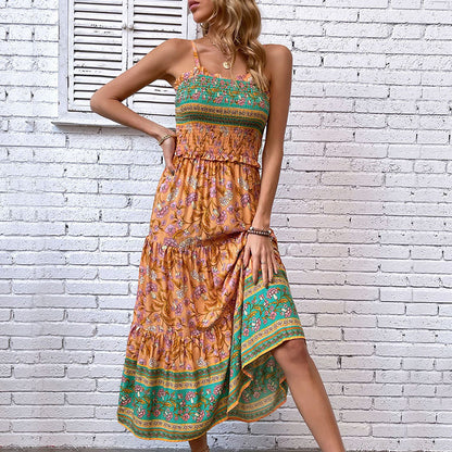 Damen Maxikleid Elastisch Floralmuster Eveloria - Eveloria