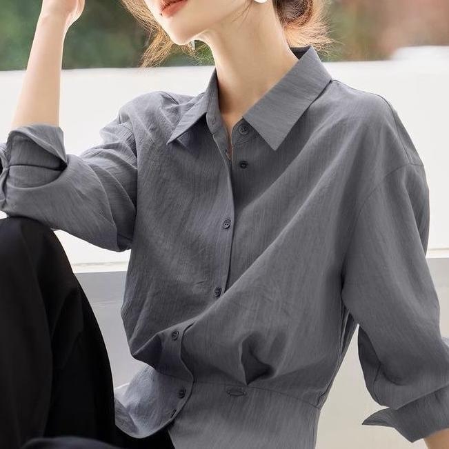 Damen Oversized Bluse mit Taillengürtel