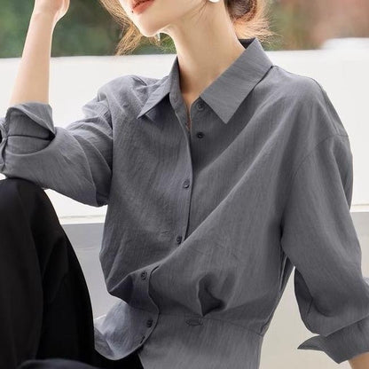 Damen Oversized Bluse mit Taillengürtel