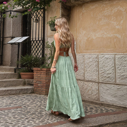Damen Maxikleid Raffinierte Cut-Outs Elegantes Wickeldesign Eveloria