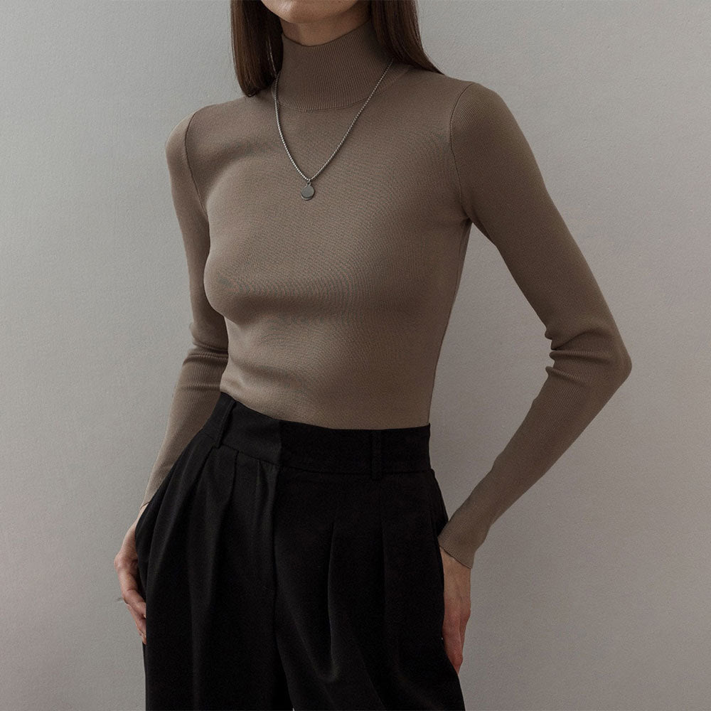 Damen Rollkragenpullover Feines Strickmaterial Eveloria