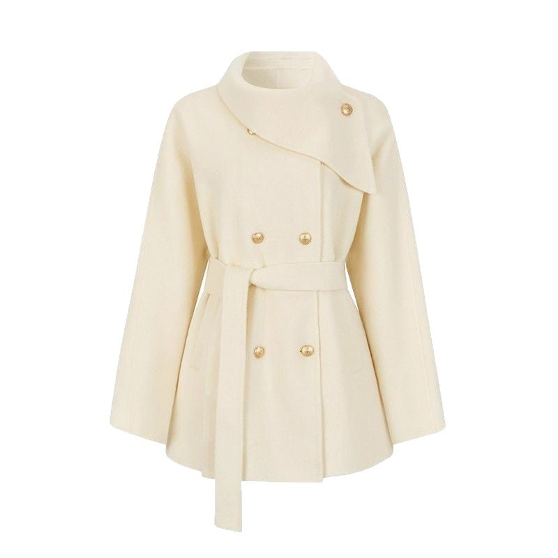 Damen Kurzjacke Asymmetrischer Kragen Goldene Knöpfe Eveloria