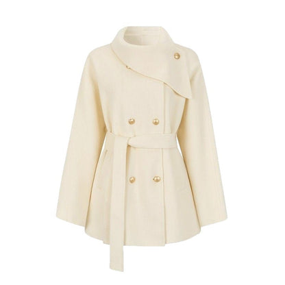 Damen Kurzjacke Asymmetrischer Kragen Goldene Knöpfe Eveloria