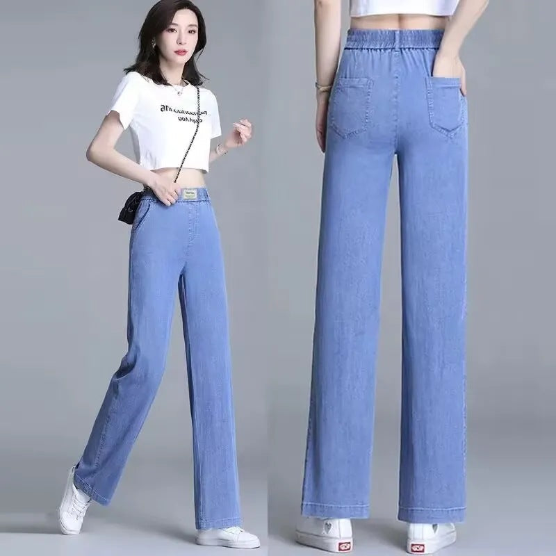 Damen Weite Jeanshose Elastisch Eveloria