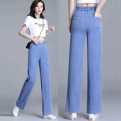 Damen Weite Jeanshose Elastisch Eveloria