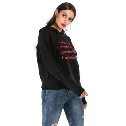Damen Kapuzenpullover Statement-Print seitliche Taschen