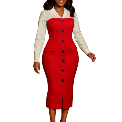 Damen Hemdkleid Knopfleiste Lange Ärmel Eveloria
