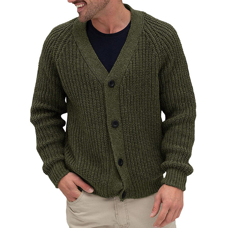 Herren Strickjacke Grobmaschen Elegante Knöpfe