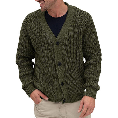 Herren Strickjacke Grobmaschen Elegante Knöpfe