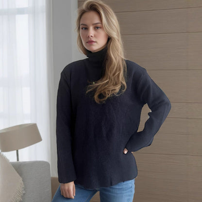 Damen Pullover Mit Hochem Kragen Und Seitentaschen Eveloria