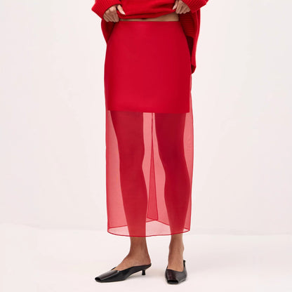 Damen Chiffon-Rock Lang Mit Seitlichem Schlitz Eveloria