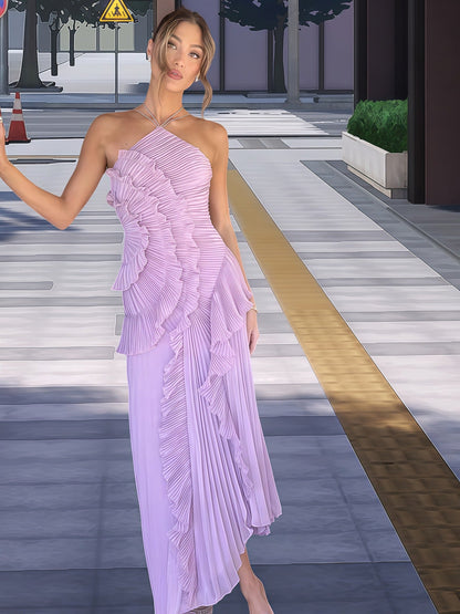 Damen Wickelkleid mit Faltenrock und Rüschendetails Eveloria