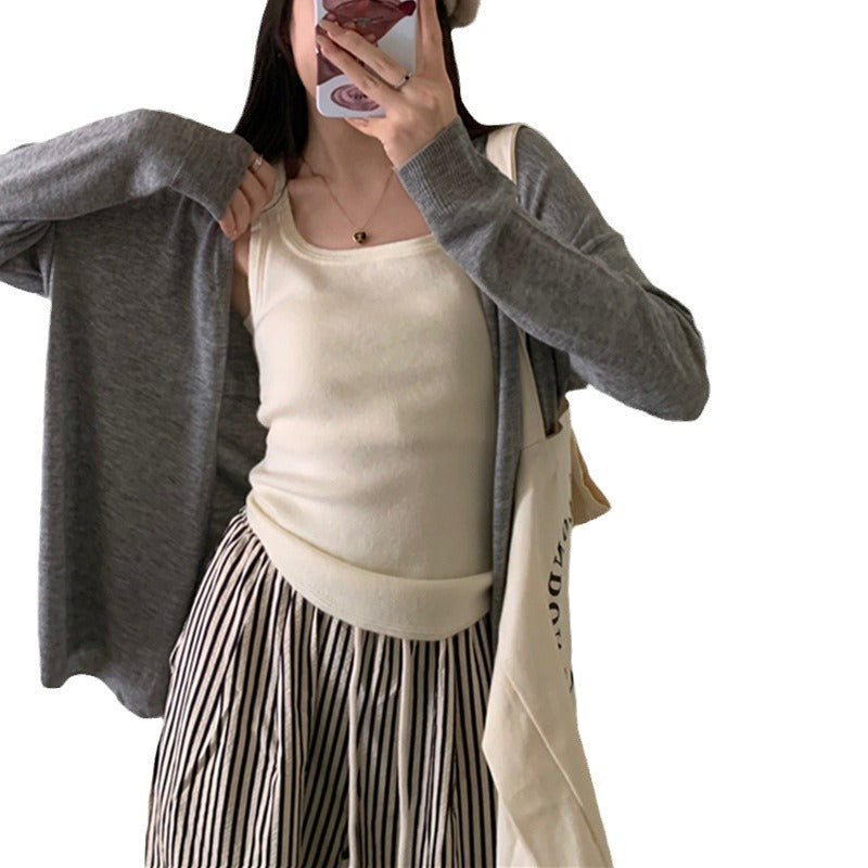 Damen Strickcardigan Lässig Weit Schnitt Beige