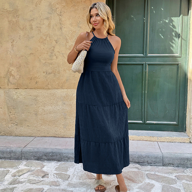 Damen Maxikleid Spaghettiträger Voluminöser Rock Eveloria