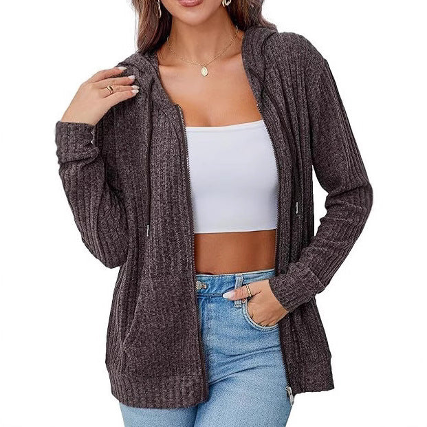 Damen Hoodie Strick Reißverschluss Eveloria