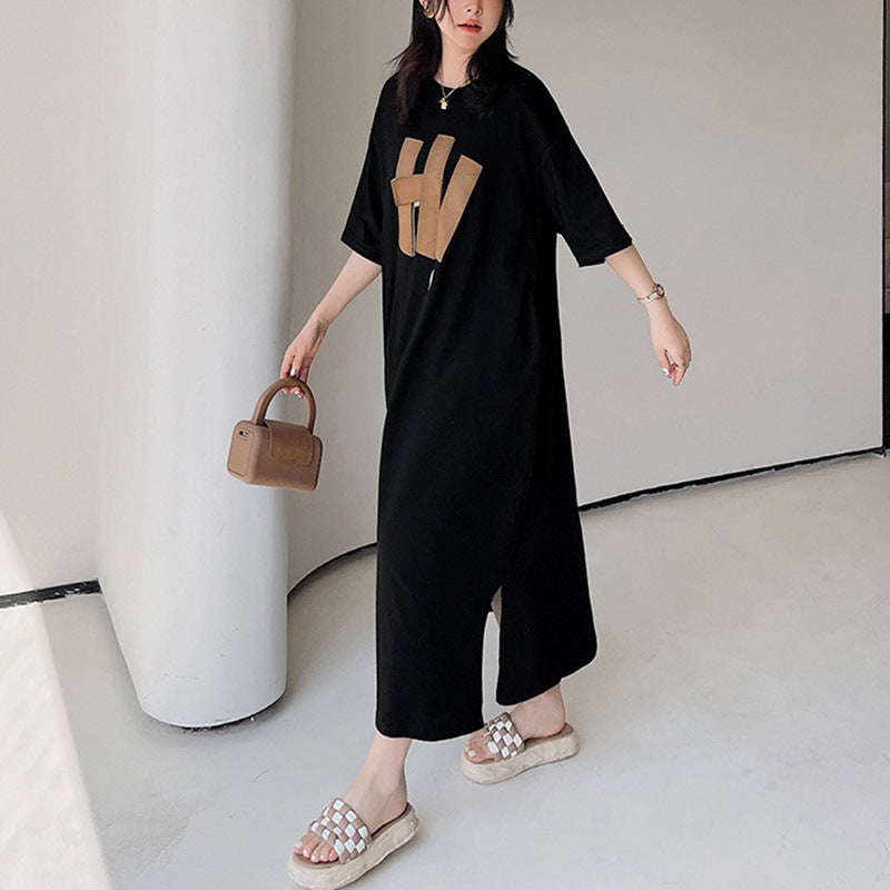Damen Langarmkleid Grafikdruck Locker Leicht