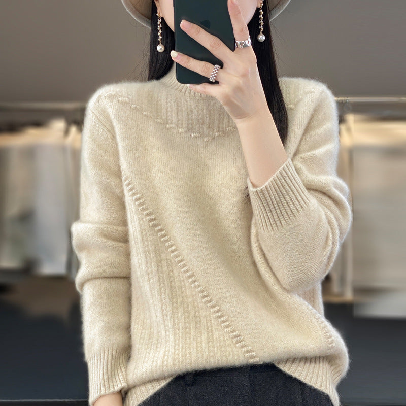 Damen Strickpullover Strukturiert Asymmetrisch Eveloria