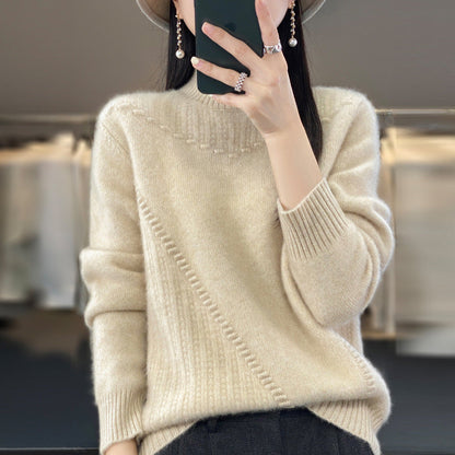 Damen Strickpullover Strukturiert Asymmetrisch Eveloria