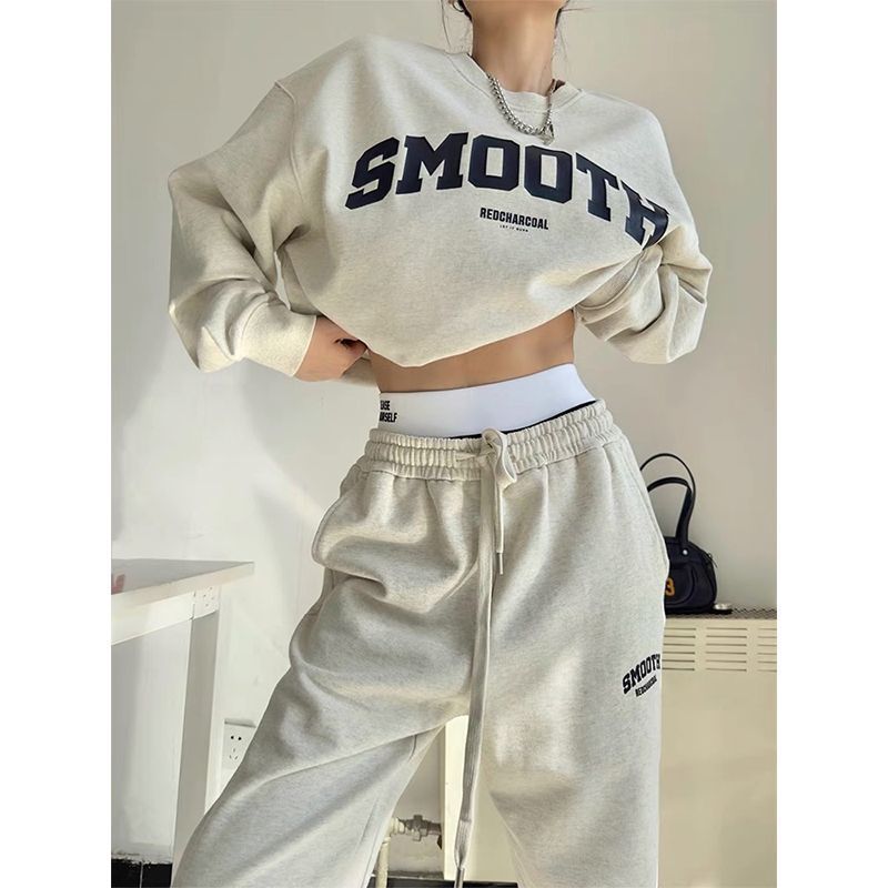 Damen Set Cropped Sweatshirt Jogginghosen Eveloria