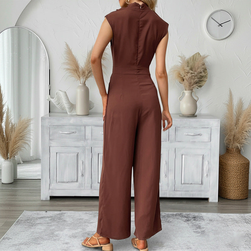 Damen Jumpsuit Hohler Kragen Weites Bein Eveloria
