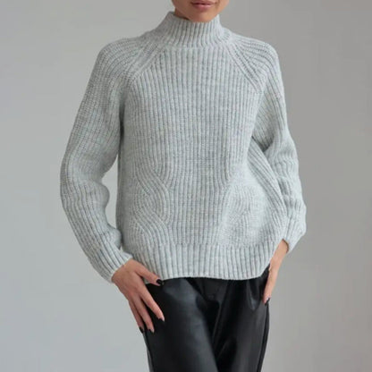 Damen Strickpullover Loose Fit Rollkragen Raglanärmel