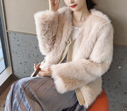 Damen Fuzzy Pelzjacke Eveloria