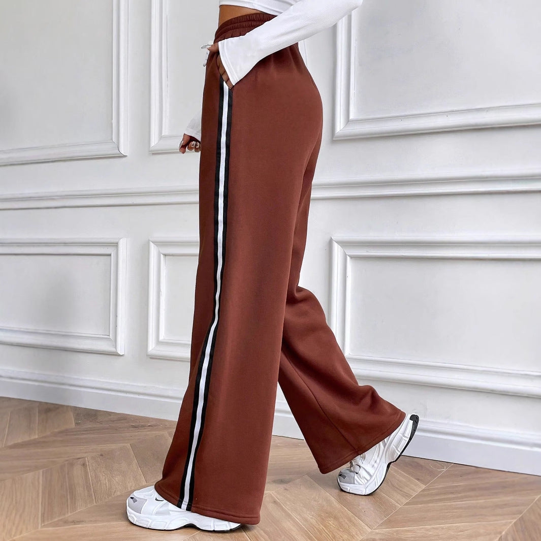 Damen Jogginghose Breites Bein Kontraststreifen