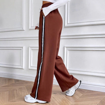 Damen Jogginghose Breites Bein Kontraststreifen
