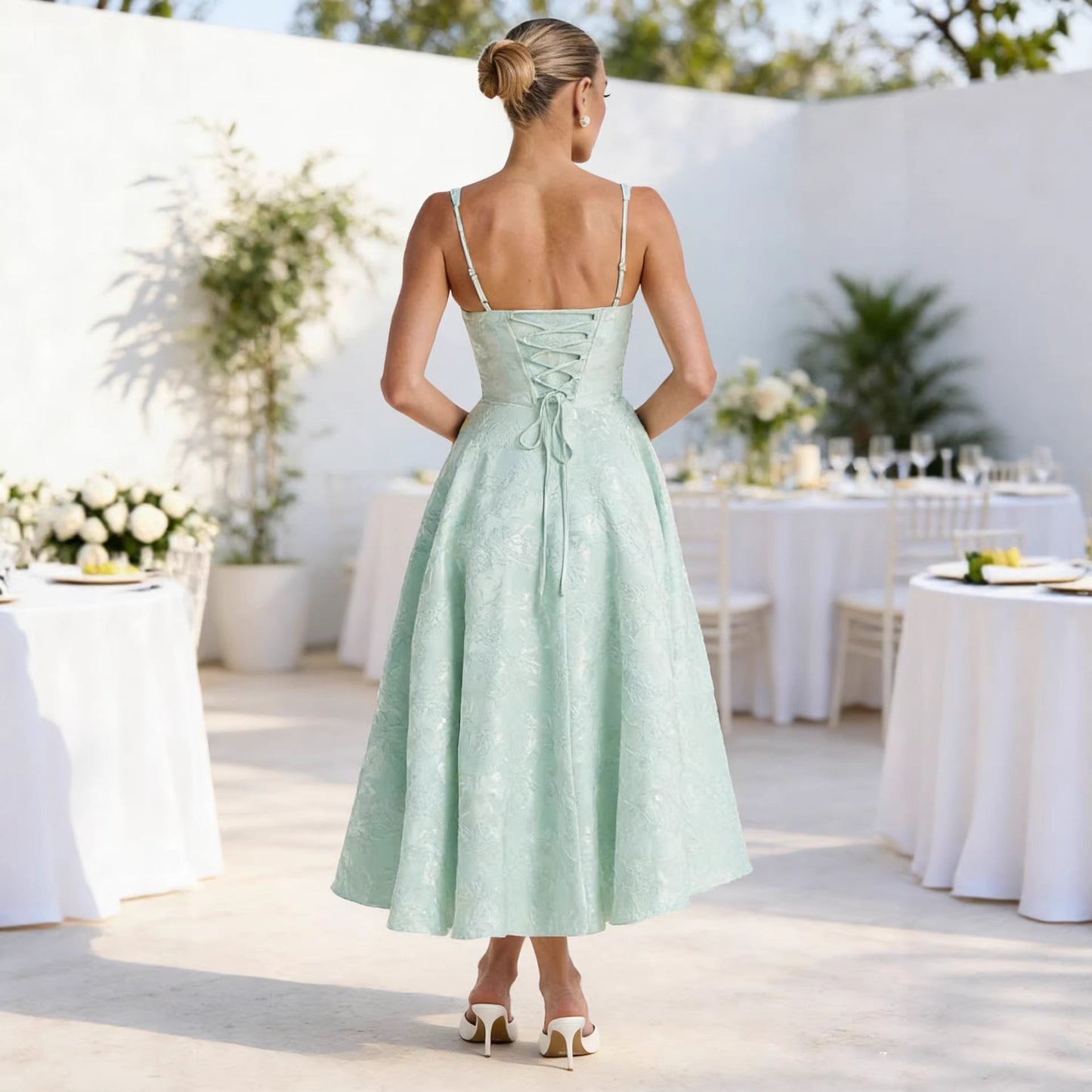 Damen Cocktailkleid Gerafftes Oberteil Voluminöser Rock Eveloria