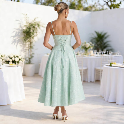 Damen Cocktailkleid Gerafftes Oberteil Voluminöser Rock Eveloria