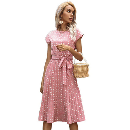 Damen Midi-Kleid Taillierbarer Gürtel Punkte