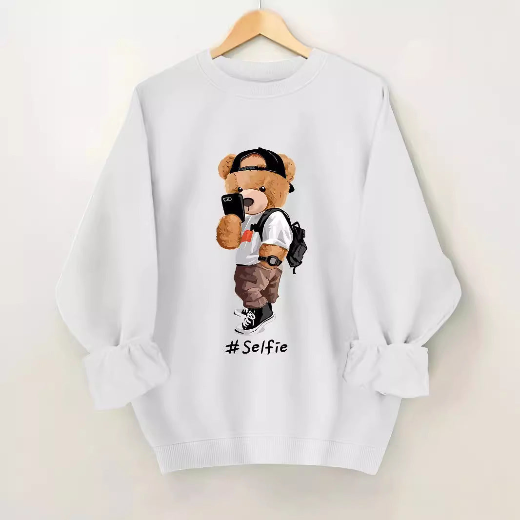 Damen Sweatshirt Bärendesign Lässig Grau Eveloria