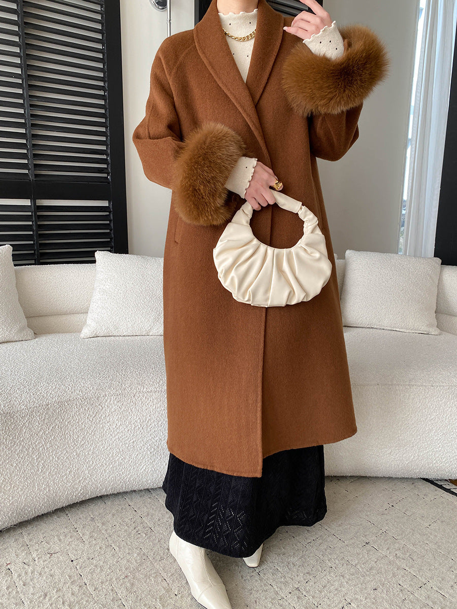 Damen Langmantel Samt Elegant Eveloria