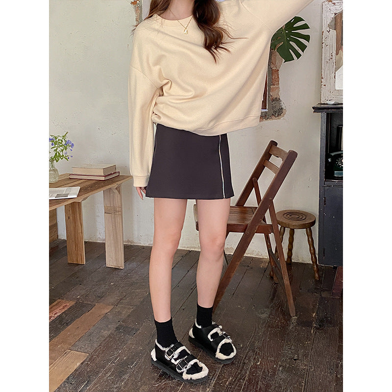 Damen Oversized Sweatshirt Raglanärmel Grau Eveloria