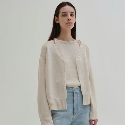 Damen Strickcardigan Bequem Elegant Grau - Eveloria
