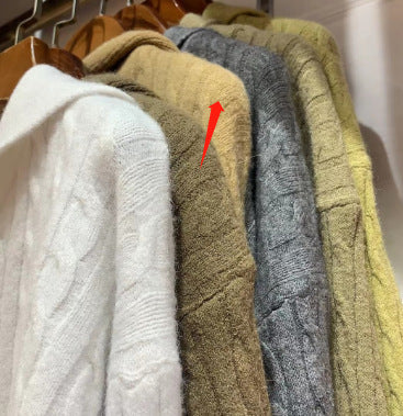 Damen Strickpullover Kapuze Zopfmuster Kuschelig Grau Eveloria