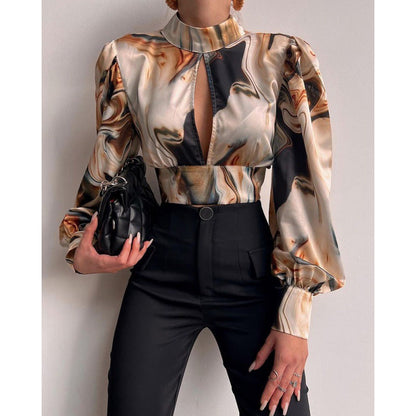 Eveloria Damen Bluse Raffiniertes Design Voluminöse Ärmel