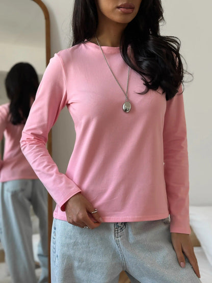 Damen Langarmshirt Körperbetont Baumwolle Eveloria