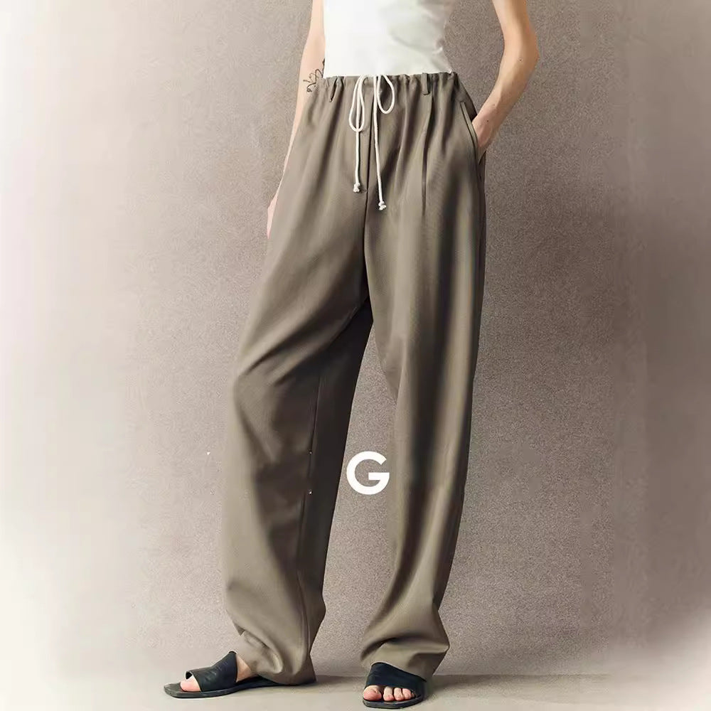 Damen Chino-Hose Weit Komfortabel Verstellbarer Bund Beige Eveloria