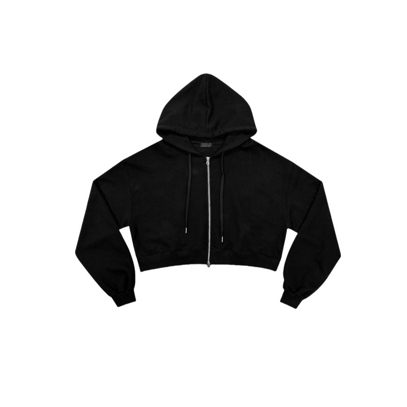 Damen Cropped Kapuzenjacke Reißverschluss Elastisch Eveloria