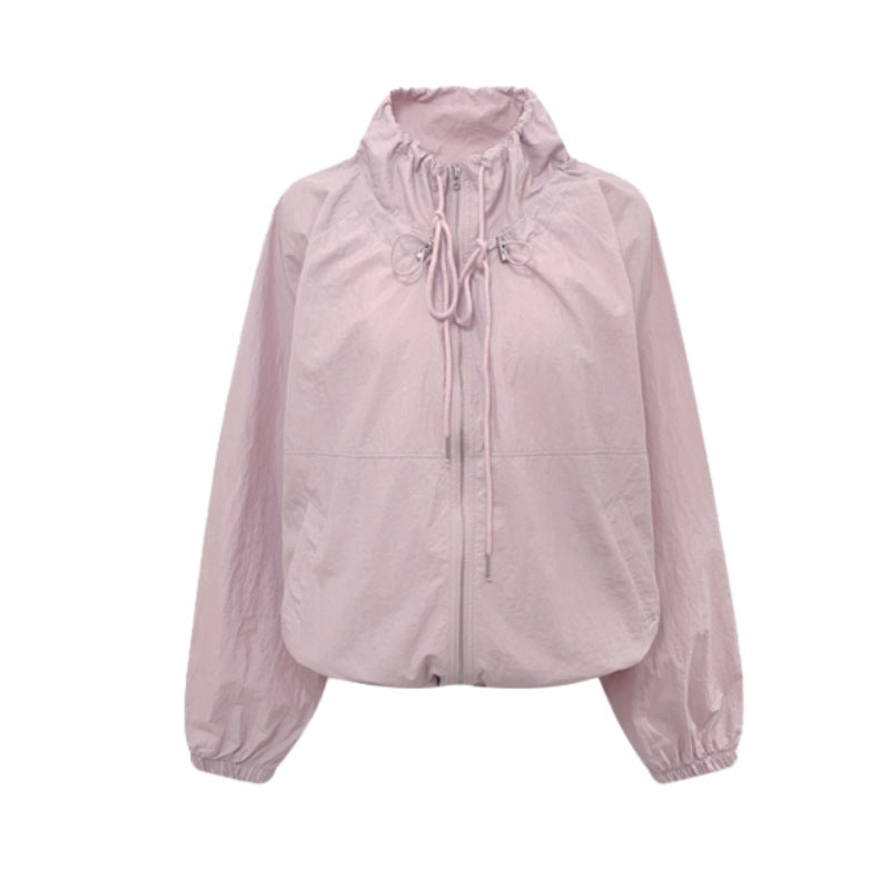 Damen Übergangsjacke Leicht Verstellbarer Kordelzug Beige